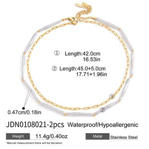 Chaîne en acier inoxydable tendance, anti-ternissement, hypoallergénique, en gros, avec perles d'imitation personnalisées, plaqué or massif 14k 18k pour femmes - Product Image 6