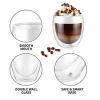 Tasses à café glacé à double paroi de 350 ml et 450 ml, en verre coloré, grande capacité