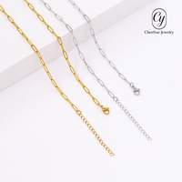 Chaîne de collier et bracelet en acier inoxydable à maillons croisés, style trombone long, tendance, polyvalente, unisexe, bijoux de mode, vente en gros