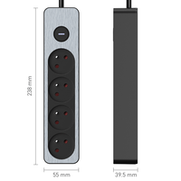 Prise de table 16A 250V à 4 sorties, prise EU, obturateur IP20, plastique PP ignifuge haute température, CE pour prise