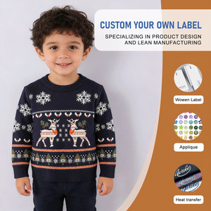 Nouveau <span class=keywords><strong>pull</strong></span> d'hiver en tricot pour enfants, motif renne de <span class=keywords><strong>Noël</strong></span>, épais, pour garçons et filles - Product Image 1
