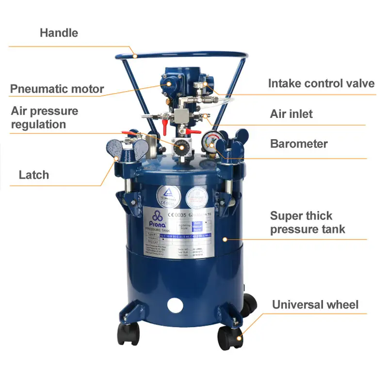 Prona 5 10 20 40 60 Liter Automatic Air Agitator Paint Tank Pressure Vessel