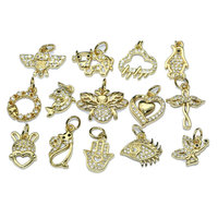 Pendentifs en or 18K, lot de 50 pièces, pendentifs à la mode, chat, pingouin, dauphin, chouette, vache, lapin, cœur, accessoires pour collier, DIY