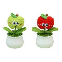 Vente en gros de jolies plantes en pot en coton crocheté à la main, représentant des animaux de dessin animé, pour la fête des mères, la fête des pères, Halloween, Pâques, table/voiture