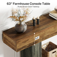 Table console étroite de 63 pouces pour les espaces restreints, parfaite derrière le canapé ou à l'entrée, design de ferme à 2 étagères en brun gris rustique