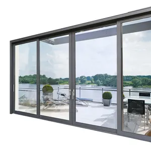 Hihaus Modern Terrace Balcony Lift Double Glazed Aluminum Sliding Patio Glass Door