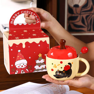 Nouvelle tasse en céramique de Noël avec motif de fruits, tasse à eau mignonne, cadeau, mug de Noël avec couvercle - Product Image 3