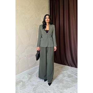 Blazer kaki en gros pour femme, veste à manches longues en tissu tissé respirant - Product Image 4