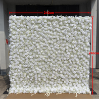 Dinding Bunga Mawar Sutra Buatan Realistis 8x8FT untuk Latar Belakang Pernikahan Dekorasi Pesta Panggung Photo Booth Gulung