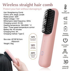 Peigne chauffant mini 3 jours, 3 températures réglables, chauffe rapide, peigne lisseur sans fil GZ RTS, commande en gros mixte - Product Image 2