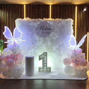 KL-TW005 Rollo de tela al por mayor, telón de fondo de tul con volantes de 8 pies x 8 pies, pared de tul 3D con luces para decoración de bodas, fiestas y eventos - Product Image 2