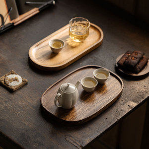 Guanlan Walnut Wood Oval <b>Tea</b> <b>Tray</b> For Kung Fu <b>Tea</b> Set Home Use Retro Style Dry Brewing <b>Tray</b> - Product Image 1
