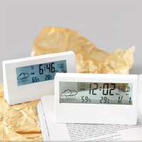 Horloge numérique de bureau intelligente, calendrier, température, météo, écran transparent, réveil de table