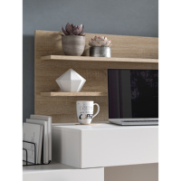 Cómoda de aglomerado de imitación blanca de diseño alemán con escritorio para ordenador 130x117x38cm-X47F1T67 Fabricado en Europa