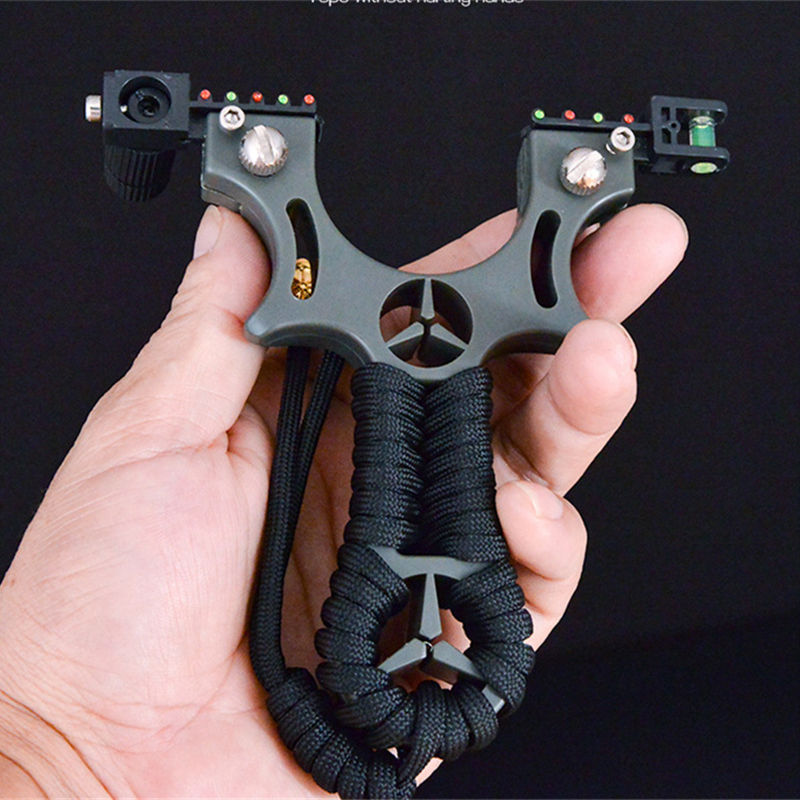 Fionda Da Caccia In Acciaio Inox E Legno Con 2 Fasce Di Gomma Per Tiro - Foto 2