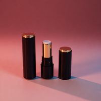 Contenants de baume à lèvres et de rouge à lèvres en plastique noir mat argenté, forme balle, capacité 5g, personnalisables, mignons, très demandés