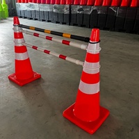 Barre de cône jaune noire de bâton de poteau de route de sécurité escamotable pliable extensible en plastique