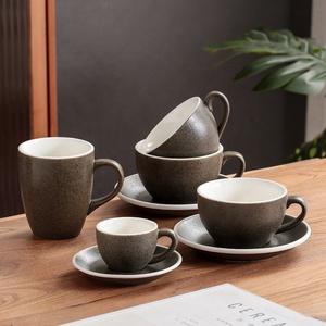 Set da Caffè in Ceramica Giapponese, Tazze in Gres Retrò, Tazze per Espresso e Cappuccino per Latte Art - Product Image 2