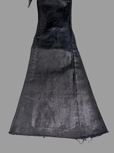 جينز دينم مشمع للخريف قطني أسود تويل مطاطي فضفاض يناسب الجرس من الأسفل بنطال جينز دينم مشمع للرجال - Product Image 5