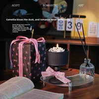 Coffret Cadeau Bougies Parfumées Camélia Français Diffuseur d'Arômes Sans Fumée Pierres Aromatiques Boîte Cadeau Parfumée en Cristal Cadeau d'Anniversaire