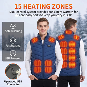 En stock – Gilet d'hiver décontracté sans manches pour homme, chauffant par USB, coupe-vent, col montant, avec fermeture éclair - Product Image 5