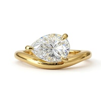 Bague en moissanite couleur 2 carats, forme goutte d'eau, bijoux pour femmes, plaqué argent 925, style européen et américain