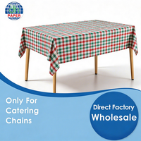Nappe en plastique à carreaux rouges, verts et blancs, jetable, rectangulaire, résistante aux déchirures, durable, en gros, pour les chaînes de restauration à thème festif