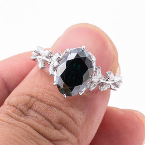 <span class=keywords><strong>Solitario</strong></span> foglia e vite 13x9mm 8*12mm ovale verde promessa fede nuziale Moissanite In oro bianco - Product Image 5