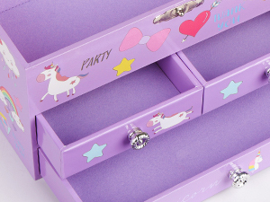 Caja de Música de Lujo con Diseño de Unicornio de 6 Pulgadas, Estilo de Dibujos Animados, Caja de Música Mecánica con Cajón, Almacenamiento de Joyas para Niños, Regalo para Navidad o Cumpleaños - Product Image 2