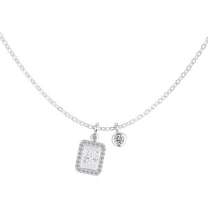 Collier Dylam Light Luxury en argent sterling 925 avec chaîne à maillons et pendentif en zircone cubique 5A avec inscription chinoise, bijoux porte-bonheur pour femmes - Product Image 1