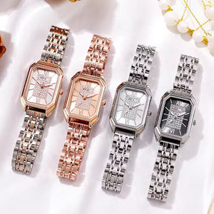 Montre carrée de luxe pour femmes montre à quartz montre en acier inoxydable cristal - Product Image 6