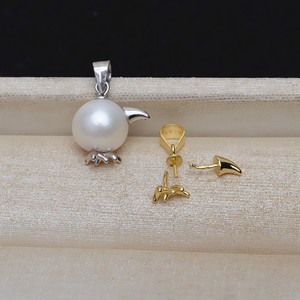 Collier en argent S925 de forme spéciale pour femmes avec pendentif en perle baroque 4448 Accessoires de bijoux DIY Design animal mignon - Product Image 1