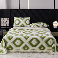Plaid imprimé jacquard géométrique double couche en polaire d'agneau écologique toutes saisons – Couverture chaude et douce pour la peau, idéale pour la literie et les voyages