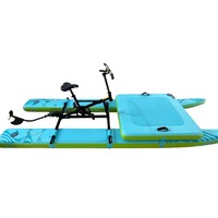 Vélo aquatique gonflable à grande plateforme avec double pontons, vélo à pédales aquatique, équipement de loisirs aquatiques