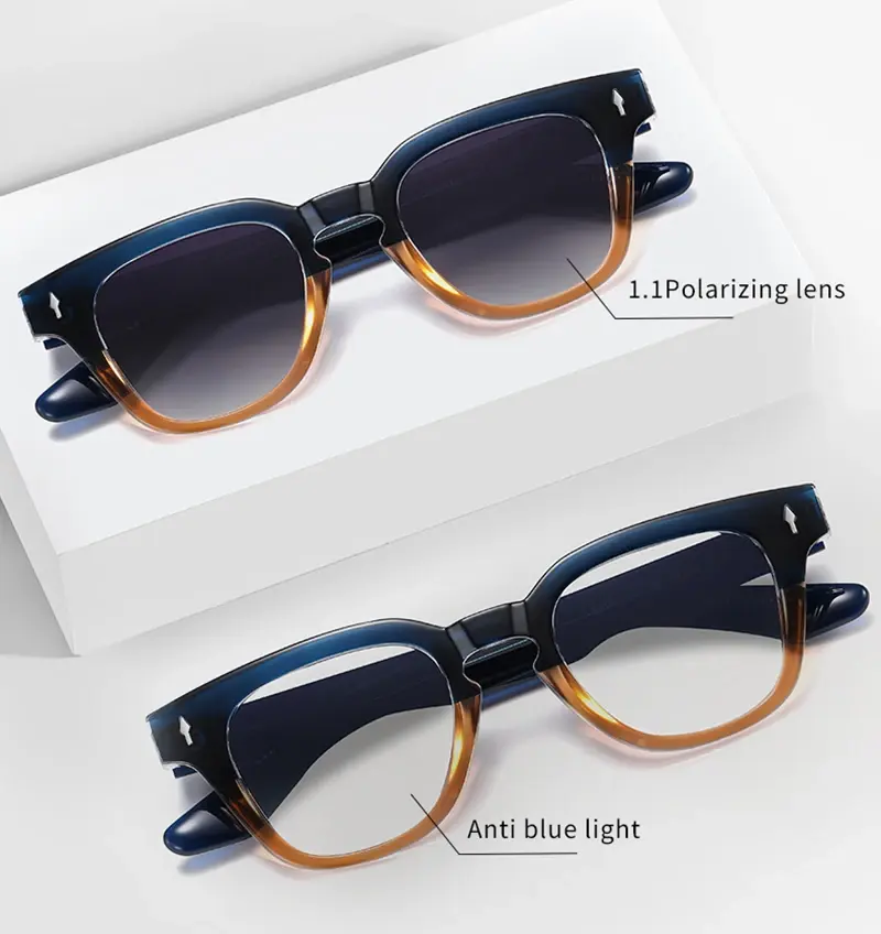 S31107 moda kare çerçeve güneş kadınlar için asetat Unisex polarize güneş gözlükleri erkekler için Tr90 Uv400 siyah yeşil tonları