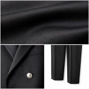 Costume <span class=keywords><strong>pantalon</strong></span> cigarette pour femme en laine fine 280 GSM, revers cranté, double boutonnage, boutons argentés, OEM XS-5XL - Product Image 2