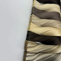 Estensioni per capelli Genius Weft di alta qualità, tagliabili, a doppia trama, in capelli vergini Remy Raw russi, 50g/sacchetto