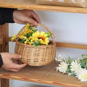 Cesto per Frutta Artigianale <span class=keywords><strong>in</strong></span> Salice Personalizzato, Cesto da Picnic Portatile <span class=keywords><strong>in</strong></span> <span class=keywords><strong>Vimini</strong></span> Intrecciato, Piccolo Cesto Regalo <span class=keywords><strong>in</strong></span> <span class=keywords><strong>Vimini</strong></span> con Manico - Product Image 5