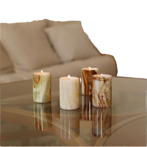 Support de bougie en pierre d'albâtre artisanal, élégant, pour mariage, Noël, décoration de table, accent festif pour la maison, prix de gros - Product Image 1