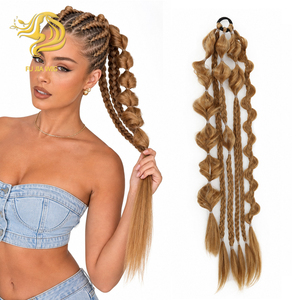 Extension per <span class=keywords><strong>capelli</strong></span> a treccia a bolla stile box, alla moda, in fibra sintetica resistente al calore, per coda di cavallo, con effetto intrecciato - Product Image 1