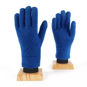 Adult Wool Blended Double-layer Knitted Winter Touch Screen Sports Gloves With Custom Logo