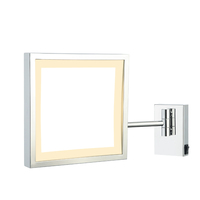 Cermin Rias LED Persegi Modern Bingkai Aluminium Krom Sakelar Sensor Sentuh Anti-Kabut Pencahayaan Depan Hangat Berperingkat IP44 untuk Penggunaan Hotel