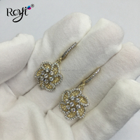 Anting Bunga CZ Berlapis Emas 14K Perak 925 dengan Zirkonia Kubik Kelas 3A Gaya Korea