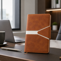 Carnet d'affaires en cuir PU avec logo personnalisé, rayures blanches contrastées, fermeture magnétique, journal, cadeau d'entreprise, agenda