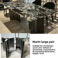Pieds et supports de table en acier inoxydable brossé, base de table à manger rectangulaire de luxe pour salon