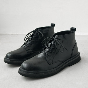 Botas de Tobillo Negras para Hombre, Estilo Casual Maduro, de Cuero Genuino, Combinables con Todo, Estilo Coreano, Botas de Cuero de Moda - Product Image 1