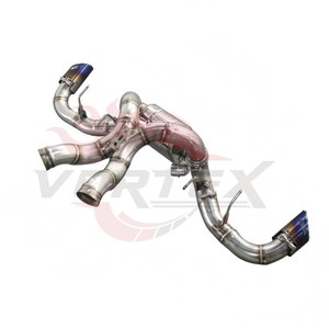 Sistema de Escape Catback Vortex de Acero Inoxidable con Válvulas para McLaren 570S 3.8T, con Tubos Delanteros de Cerámica Negra, Diseño X-Cross y Puntas Dobles Quemadas - Product Image 3
