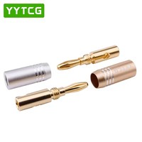 YYTCG 24K Plaqué Or Haut-Parleur Fiche Banane 4mm Fil Connecteur Fiches Bananes pour Musical HiFi Audio