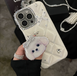 Funda de lujo con estilo con purpurina de diamantes para iPhone 15 Pro Max 16 12 13 15 Cute Puppy Dog Grip <span class=keywords><strong>Tok</strong></span> Stand Holder Trending Phone Cover - Product Image 6