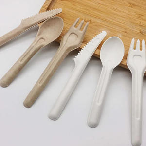 Juego de Cubiertos Desechables para Acampar y Suministros de Restaurante, Ecológicos, Biodegradables, Libres de BPA, Aptos para Alimentos, Juego de Picnic con Pajita - Product Image 1